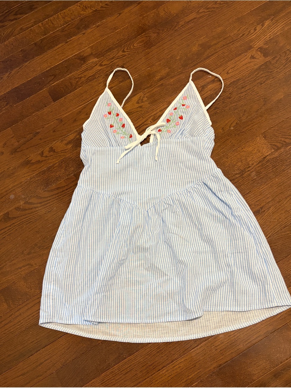 wild fable Blue and White Striped Embroidered Swim Coverup